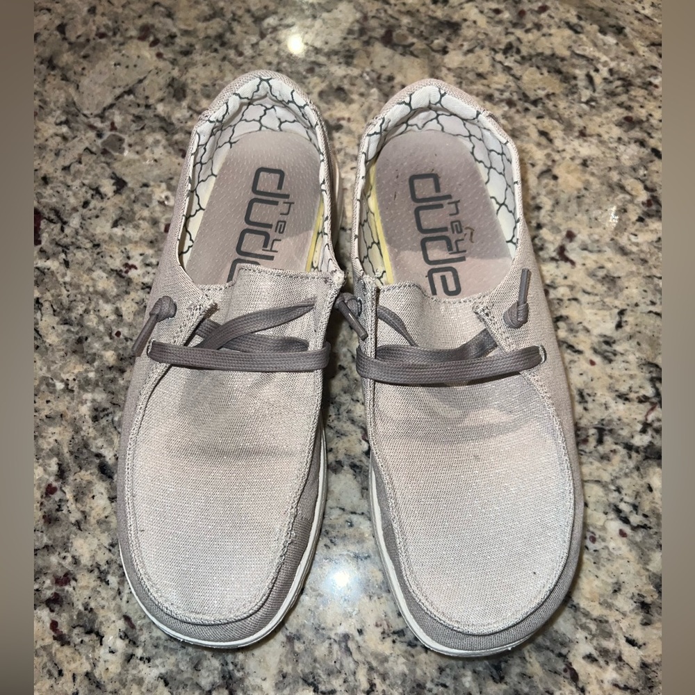 Gray/sparkly Women’s HeyDudes